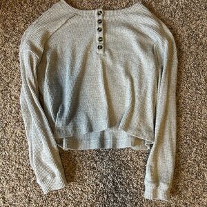 SO Light Gray Waffle Knit Long Sleeve Top